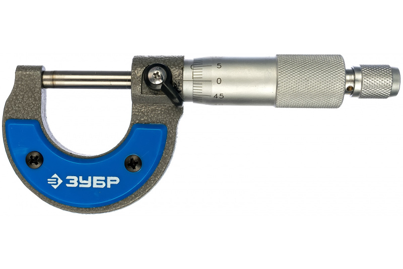 Микрометр ЗУБР "ЭКСПЕРТ" гладкий механический, МК 25, диапазон 0-25мм, шаг измерения 0,01м 34480-25