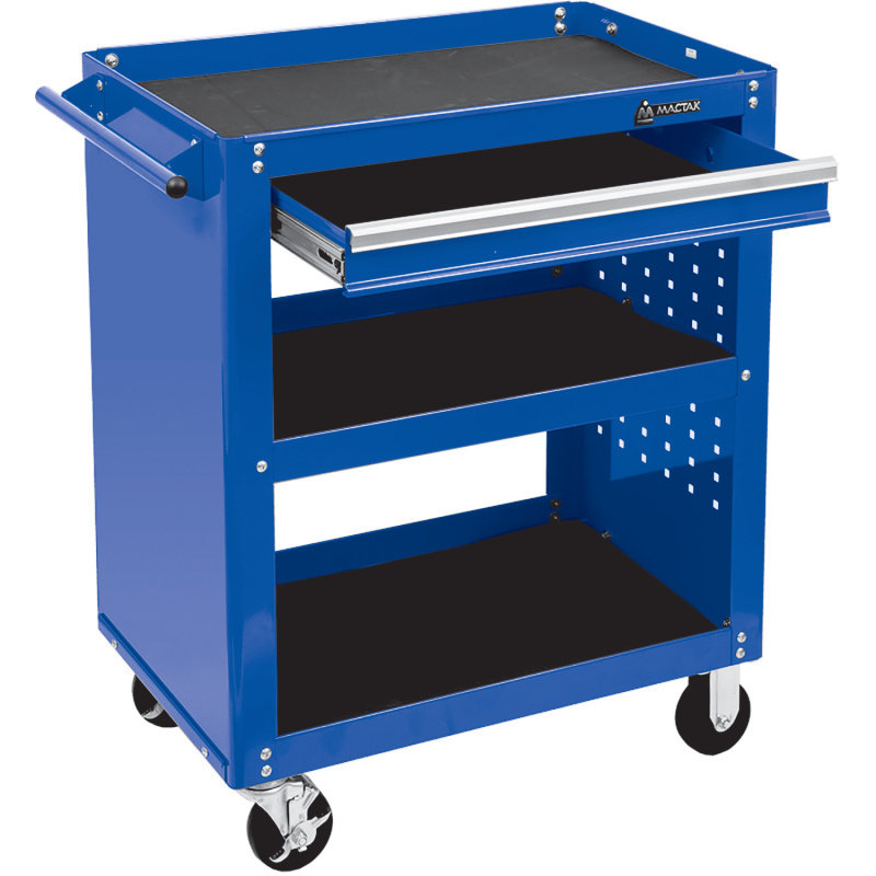 МАСТАК Тележка открытая ОПТИМА, 3 полки и ящик, синяя 520-01580MB