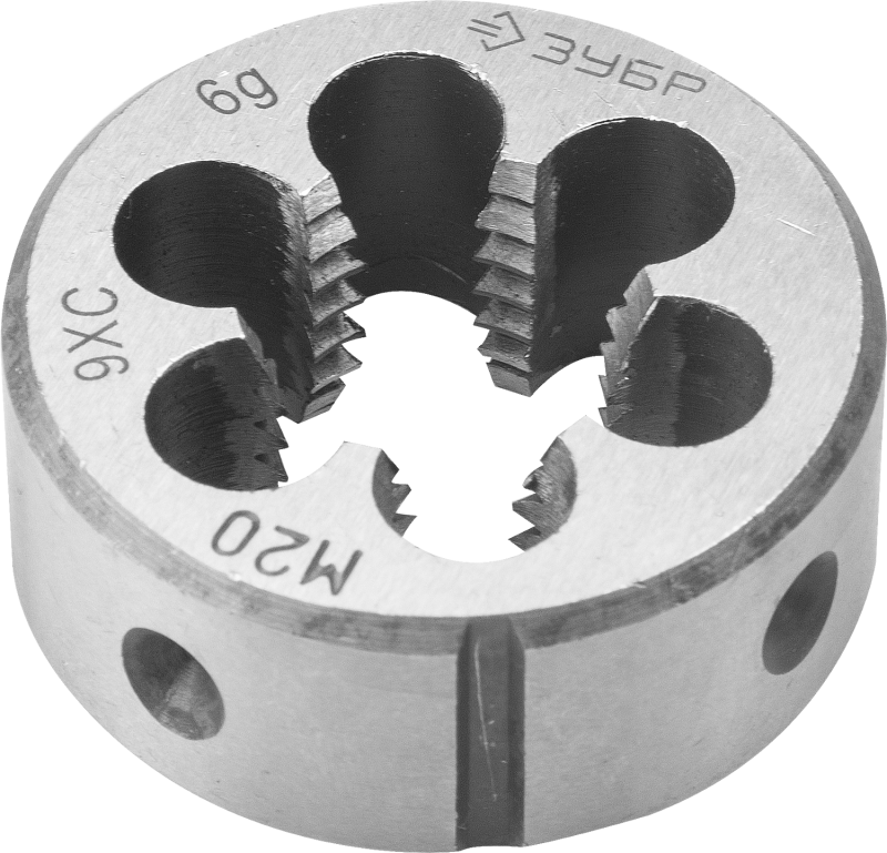 Плашка ЗУБР "МАСТЕР" круглая ручная для нарезания метрической резьбы, М20 x 2,5 4-28022-20-2.5