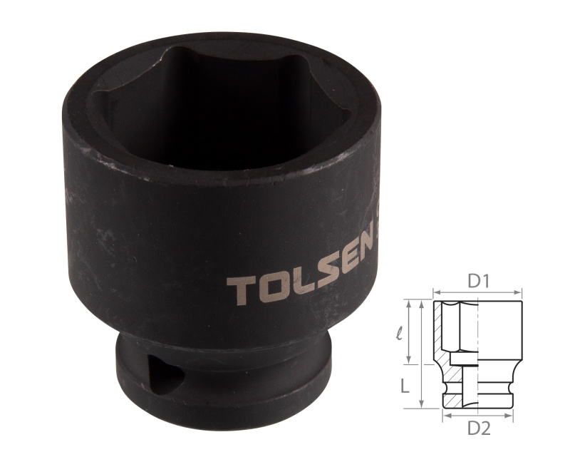 TOLSEN Головка торцевая ударная шестигранная 1/2", 30 мм