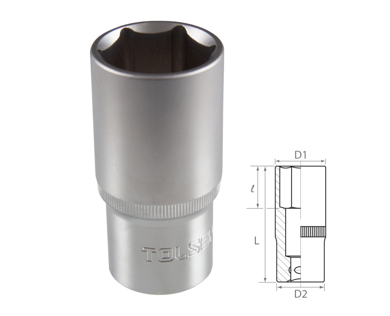 TOLSEN Головка торцевая глубокая шестигранная 1/2", 32 мм
