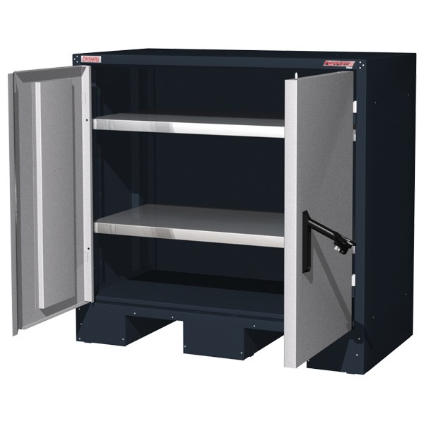 Шкаф инструментальный Титан  h-900 с 2 полками - темно серый/белый хром  08.3002 (900)-7016/7700